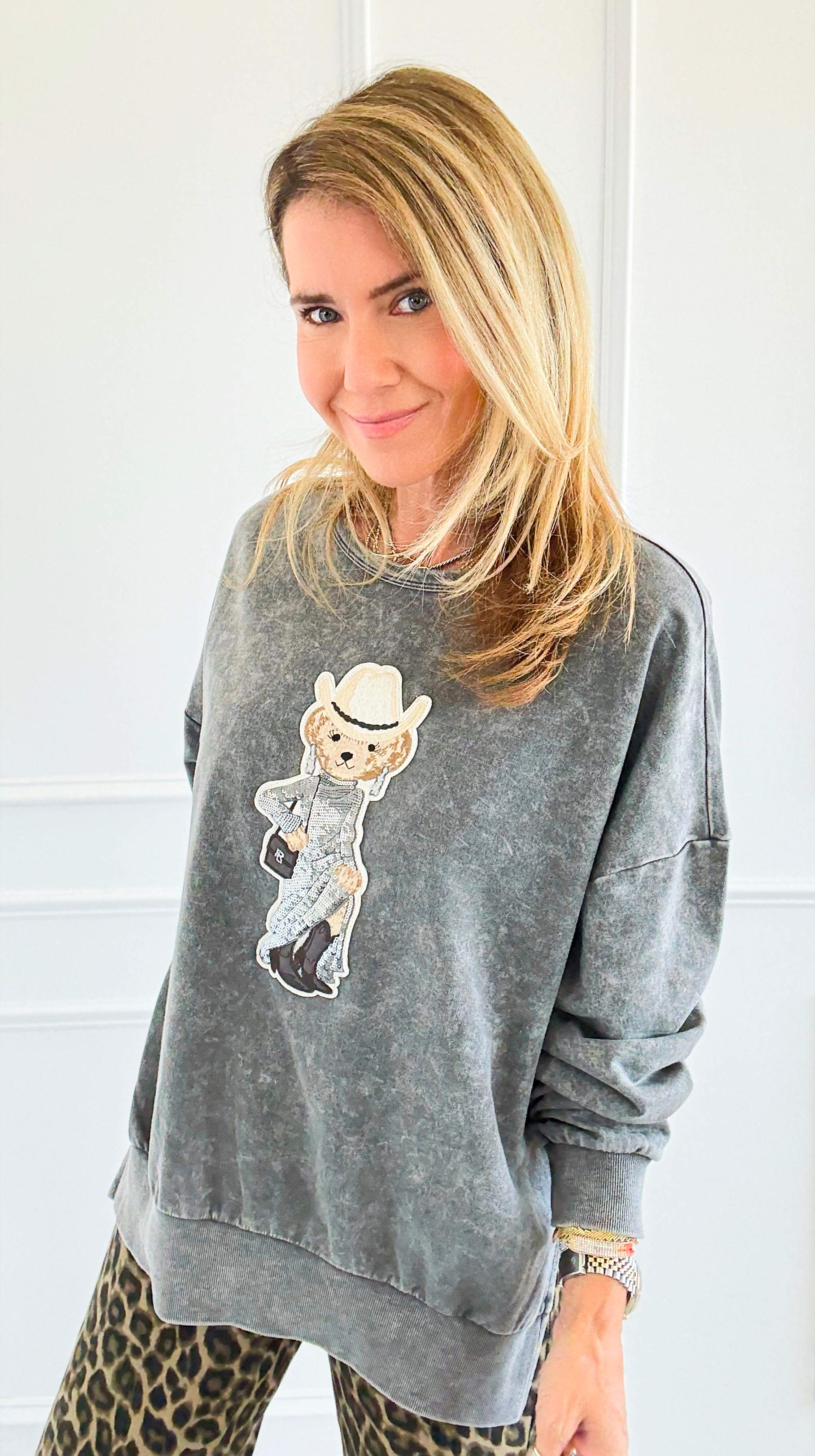 CB Custom - Rodeo Runway Sweatshirt-130 Long Sleeve Tops-Blu Pepper / Holly-Coastal Bloom Boutique, find the trendiest versions of the popular styles and looks Located in Indialantic, FL