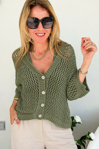Capri Days Italian Knit Cardigan- Olive