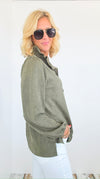 Willabella Faux Suede Top - Olive-130 Long Sleeve Tops-Joh Apparel-Coastal Bloom Boutique, find the trendiest versions of the popular styles and looks Located in Indialantic, FL