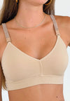 Strap Situation Bra - Nude W Nude Petite Champagne Crystals Plunge-220 Intimates-Strap-its-Coastal Bloom Boutique, find the trendiest versions of the popular styles and looks Located in Indialantic, FL