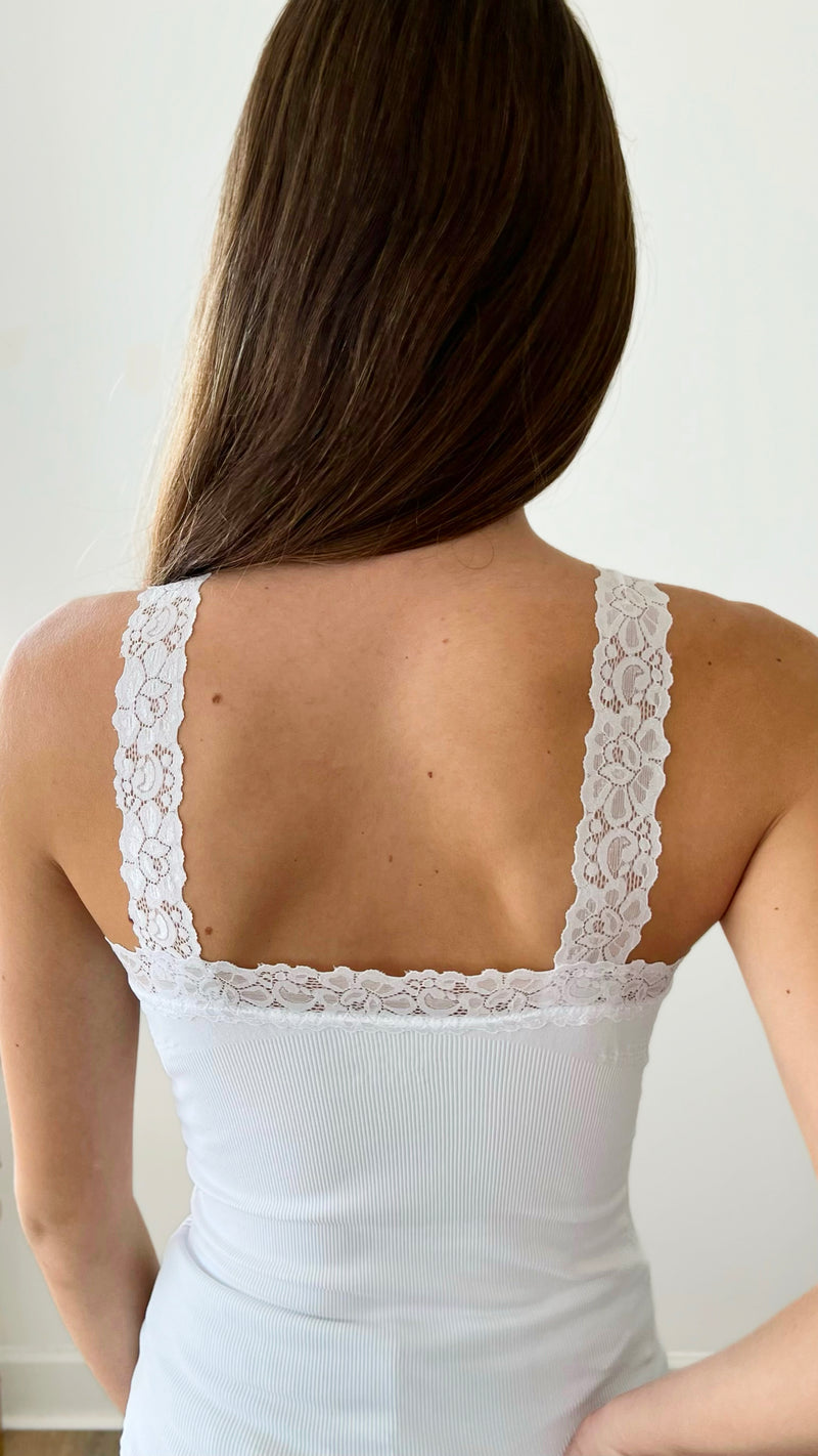 Crazy Beautiful Lace Cami - White-220 Intimates-Elietian-Coastal Bloom Boutique, find the trendiest versions of the popular styles and looks Located in Indialantic, FL