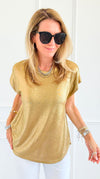 Glow Getter Cap Sleeve Top - Gold-110 Short Sleeve Tops-JODIFL-Coastal Bloom Boutique, find the trendiest versions of the popular styles and looks Located in Indialantic, FL