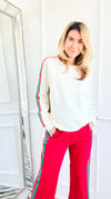 Rainbow Pop Knit Sweater - Cream-140 Sweaters-JODIFL-Coastal Bloom Boutique, find the trendiest versions of the popular styles and looks Located in Indialantic, FL