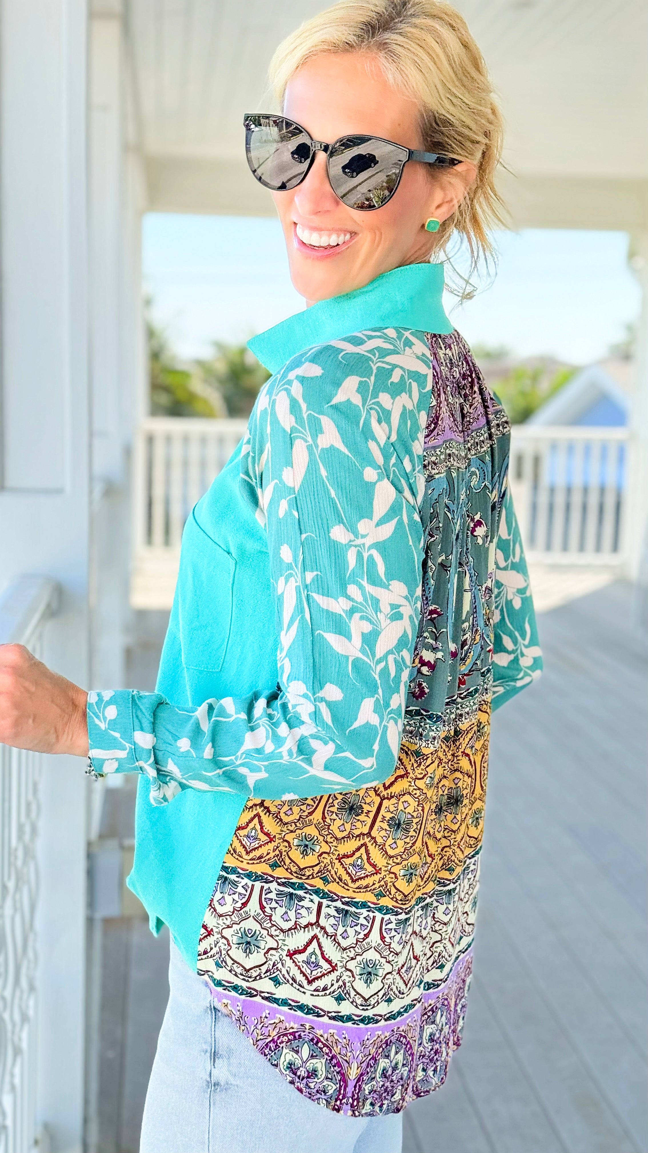 Sunrise Bazaar Long Sleeve Top-110 Long Sleeve Tops-Umgee-Coastal Bloom Boutique, find the trendiest versions of the popular styles and looks Located in Indialantic, FL