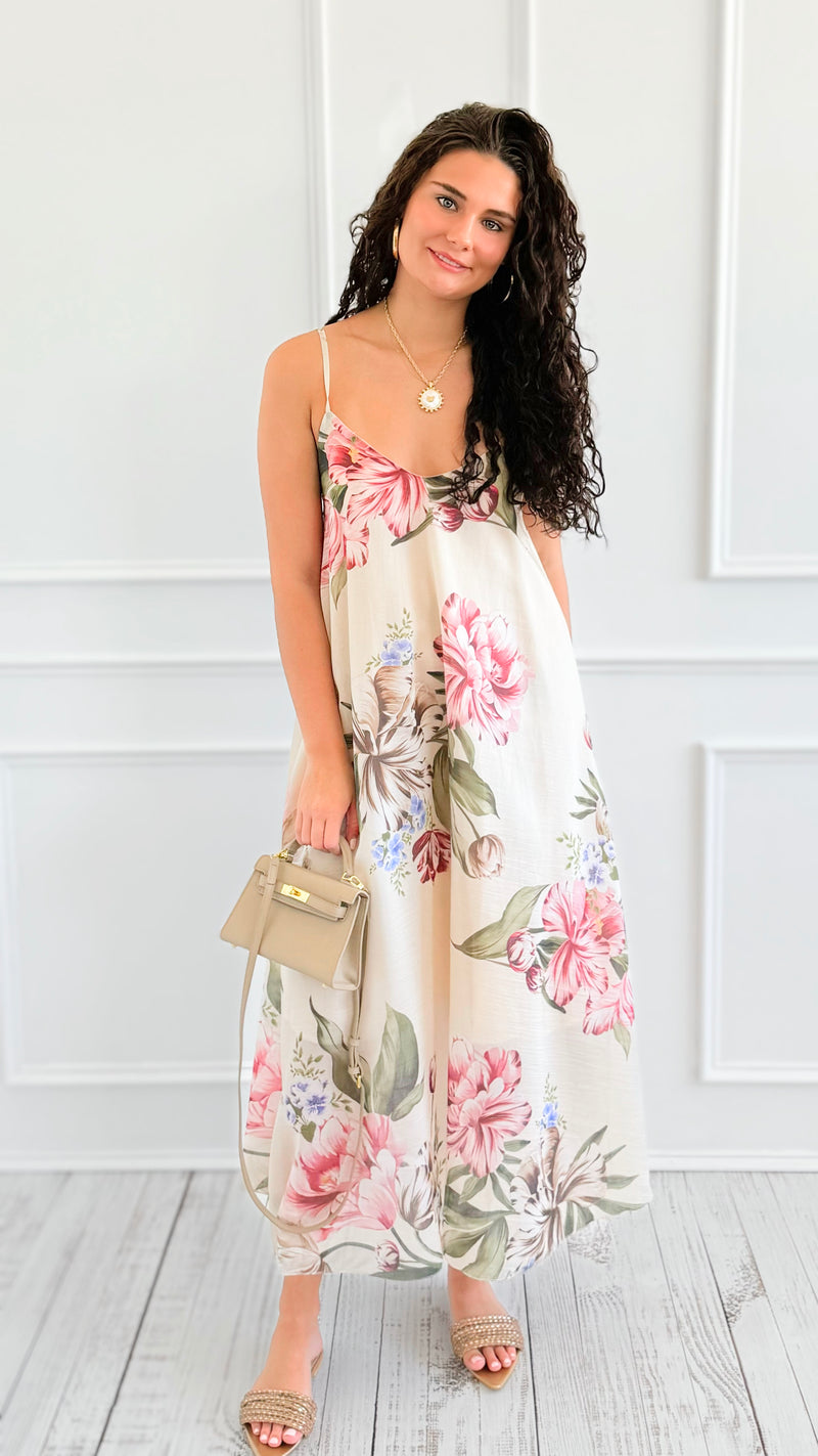 Petals Slip Sleeveless Italian Long Dress-200 Dresses/Jumpsuits/Rompers-AZUL MONACO-Coastal Bloom Boutique, find the trendiest versions of the popular styles and looks Located in Indialantic, FL