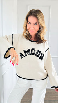 Pearled Amour Italian Sweater- Ecru-140 Sweaters-Italianissimo-Coastal Bloom Boutique, find the trendiest versions of the popular styles and looks Located in Indialantic, FL