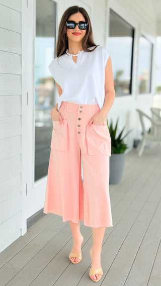 Soft Utility Button Front Pants