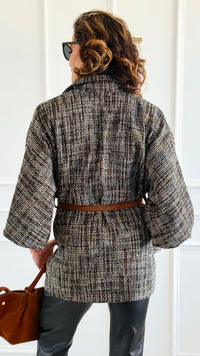 Luxe Belted Italian Jacket-160 Jackets-AZUL MONACO-Coastal Bloom Boutique, find the trendiest versions of the popular styles and looks Located in Indialantic, FL