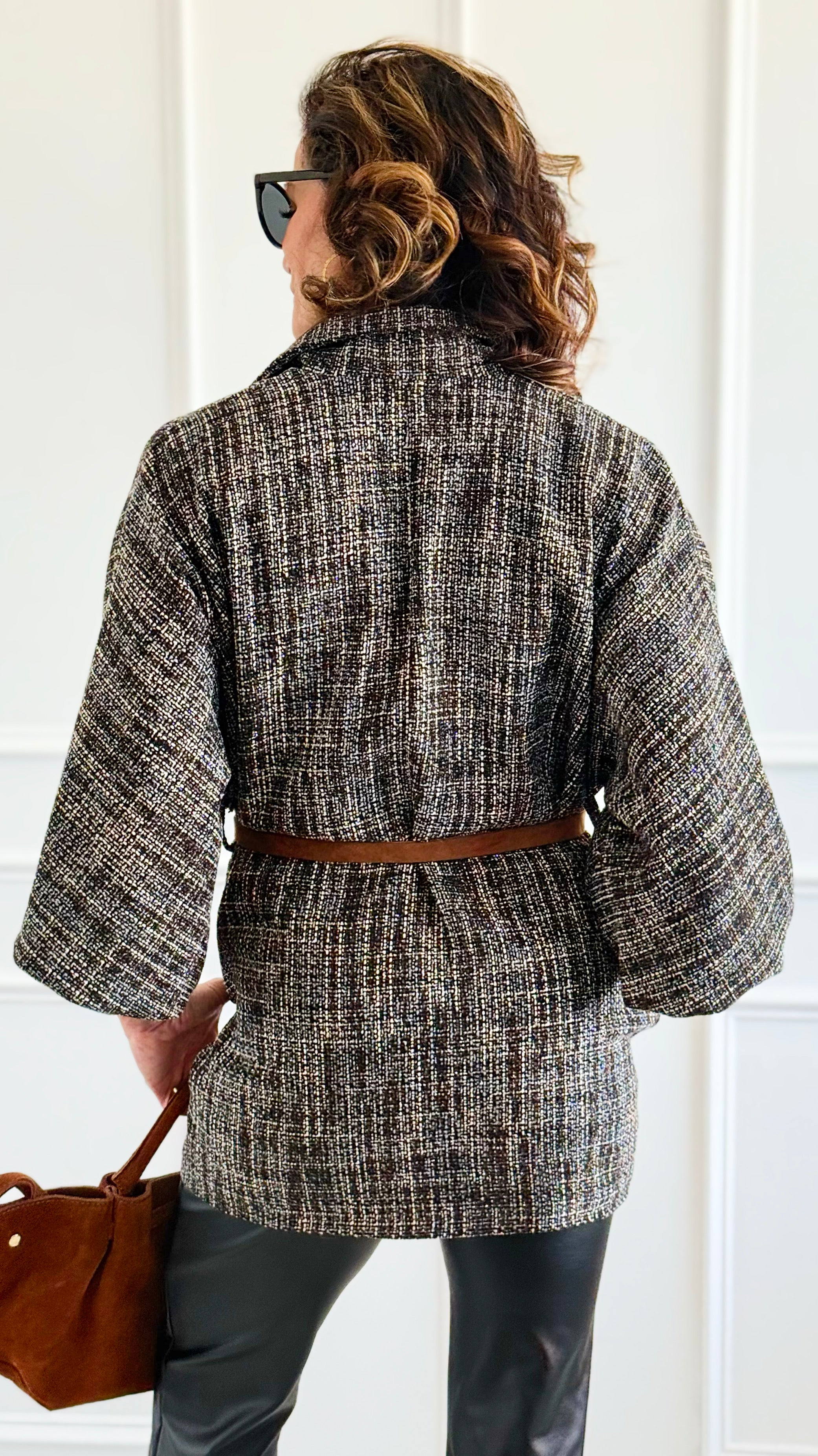 Luxe Belted Italian Jacket-160 Jackets-AZUL MONACO-Coastal Bloom Boutique, find the trendiest versions of the popular styles and looks Located in Indialantic, FL