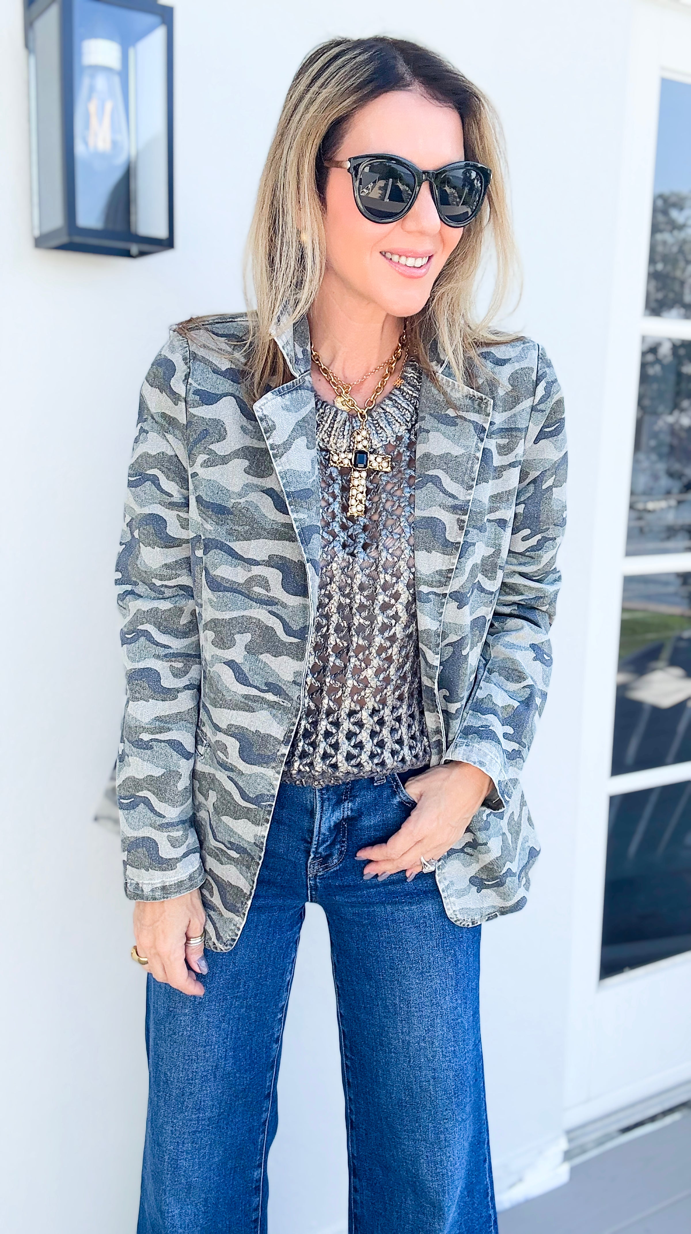 Camo Cameo Printed Blazer-160 Jackets-NoaBoa-Coastal Bloom Boutique, find the trendiest versions of the popular styles and looks Located in Indialantic, FL