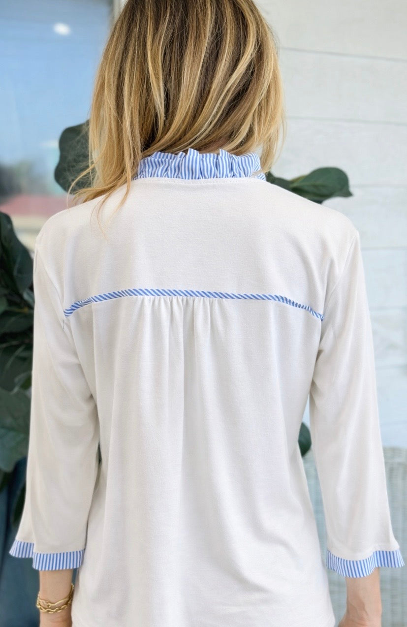 Morning in Marseille V Neck Top