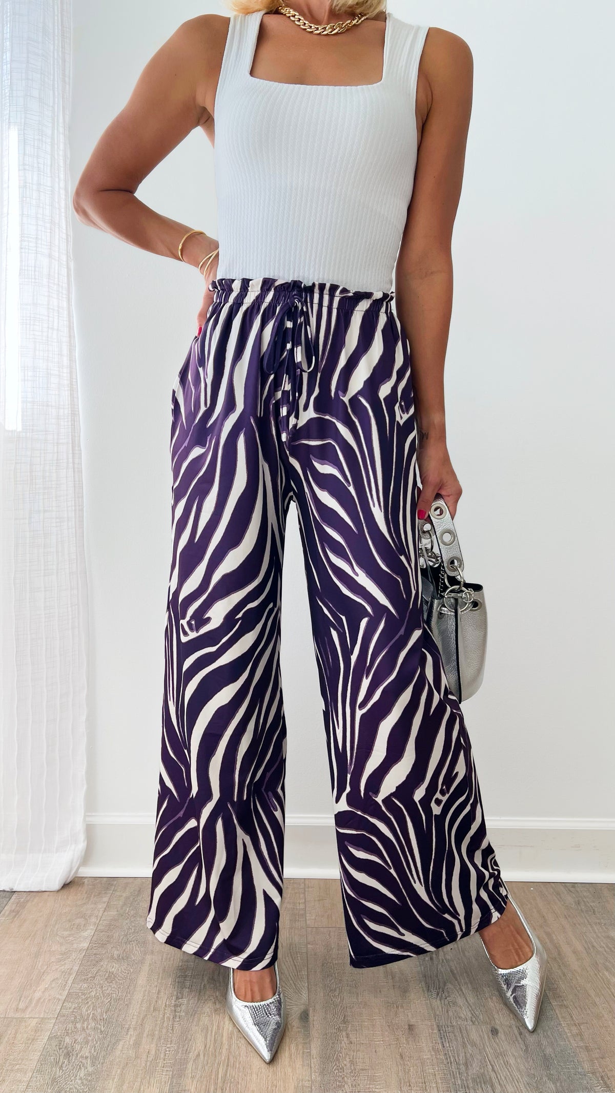 Jungle Stripe Wide Leg Pants-170 Bottoms-Q2-Coastal Bloom Boutique, find the trendiest versions of the popular styles and looks Located in Indialantic, FL