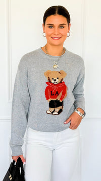 City Explorer Bear Sweater - H Grey-140 Sweaters-Gilli-Coastal Bloom Boutique, find the trendiest versions of the popular styles and looks Located in Indialantic, FL