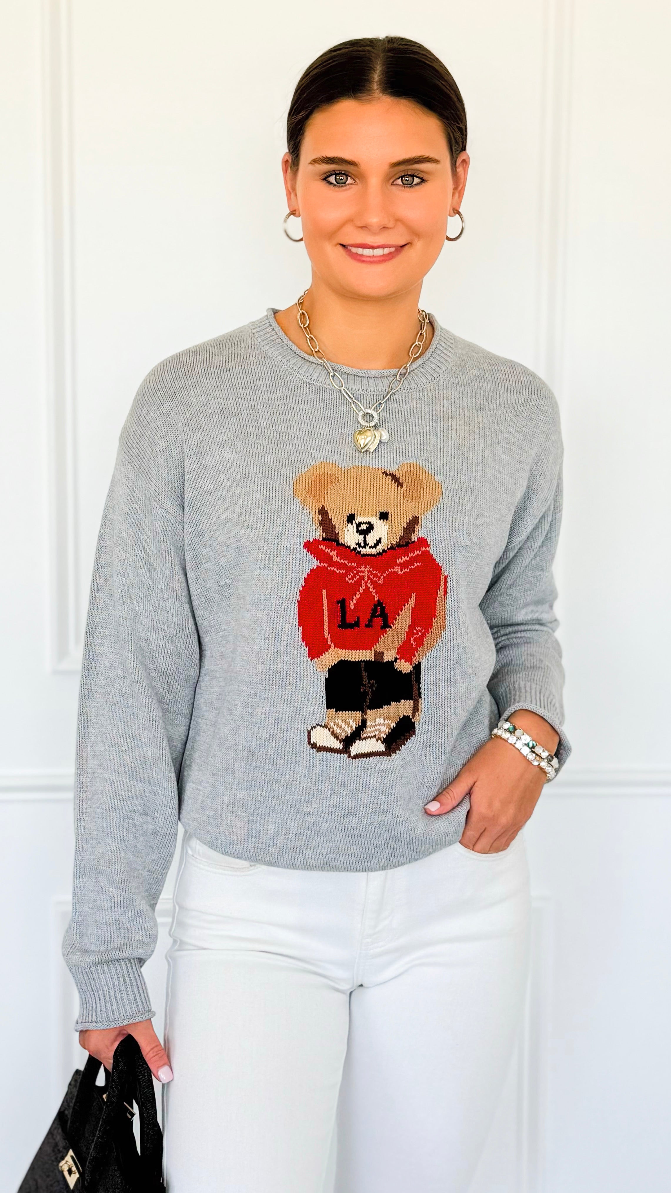 City Explorer Bear Sweater - H Grey-140 Sweaters-Gilli-Coastal Bloom Boutique, find the trendiest versions of the popular styles and looks Located in Indialantic, FL