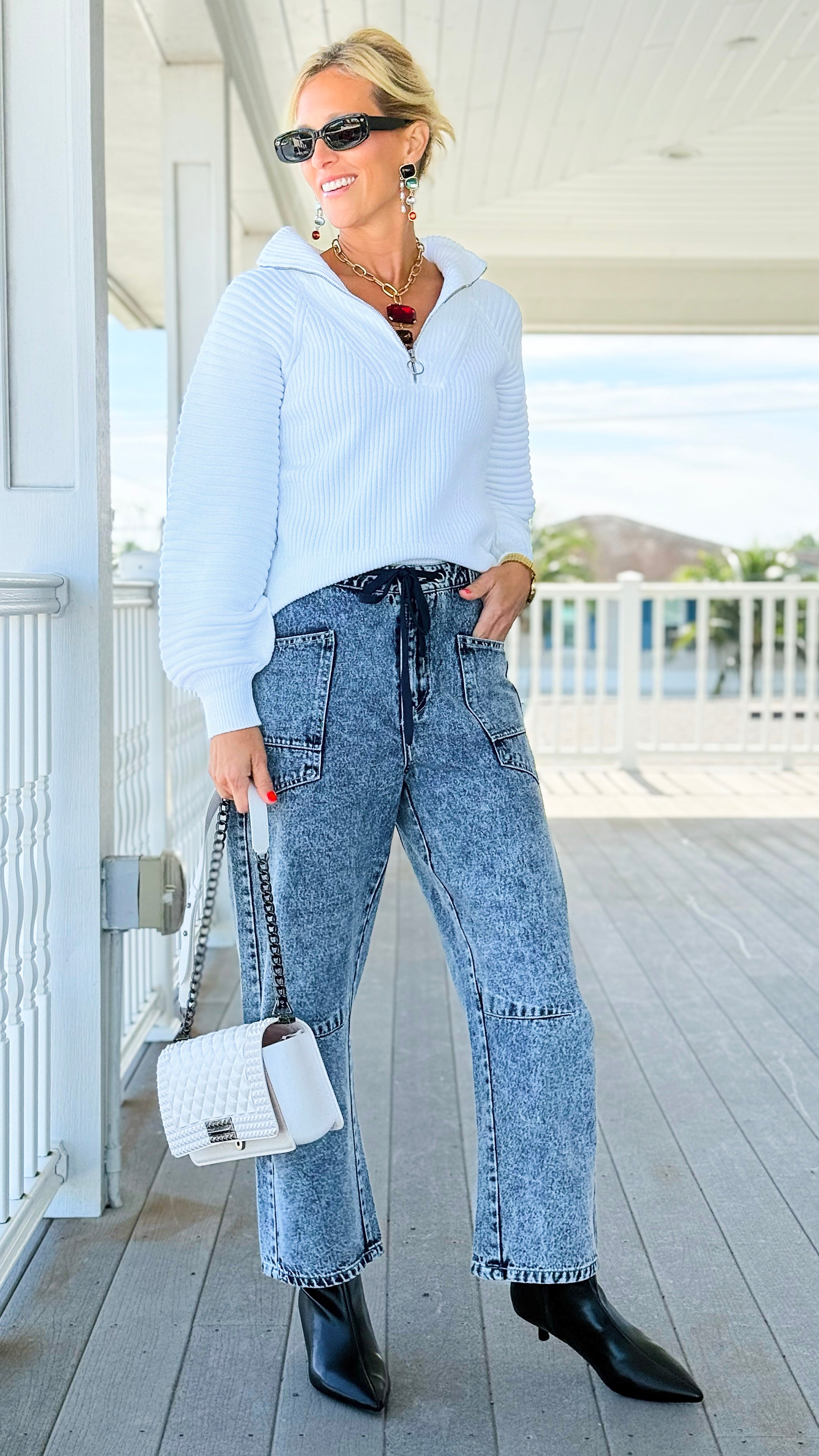 Dreamscape Drawstring Wide Leg Pants-190 Denim-LovLov-Coastal Bloom Boutique, find the trendiest versions of the popular styles and looks Located in Indialantic, FL