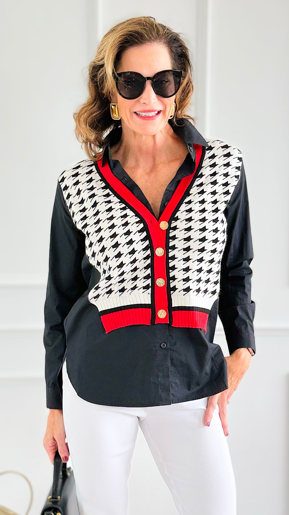 Cardigan Blouse Combo Top-130 Long Sleeve Tops-pastel design-Coastal Bloom Boutique, find the trendiest versions of the popular styles and looks Located in Indialantic, FL