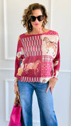 Carousel Dreams Italian St Tropez Knit- Fuchsia-140 Sweaters-SORPRESA-Coastal Bloom Boutique, find the trendiest versions of the popular styles and looks Located in Indialantic, FL