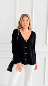 Lurex Aura Italian Cardigan-Black-150 Cardigans/Layers-LY PARIS-Coastal Bloom Boutique, find the trendiest versions of the popular styles and looks Located in Indialantic, FL