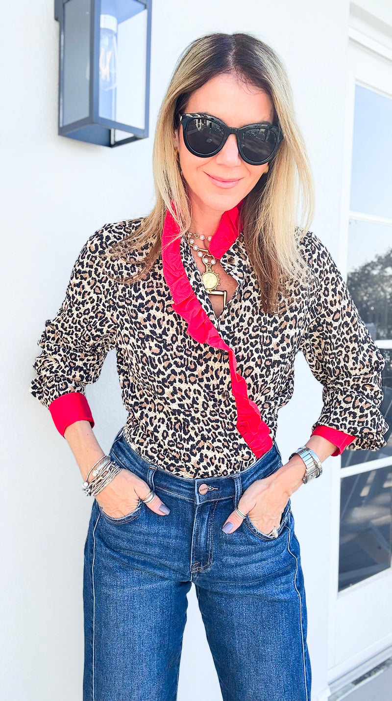 Fierce Ruffle Moment Top-130 Long Sleeve Tops-JODIFL-Coastal Bloom Boutique, find the trendiest versions of the popular styles and looks Located in Indialantic, FL