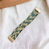 CZ Chain Faux Leather Magnetic Bracelet - Green-230 Jewelry-Wona Trading-Coastal Bloom Boutique, find the trendiest versions of the popular styles and looks Located in Indialantic, FL