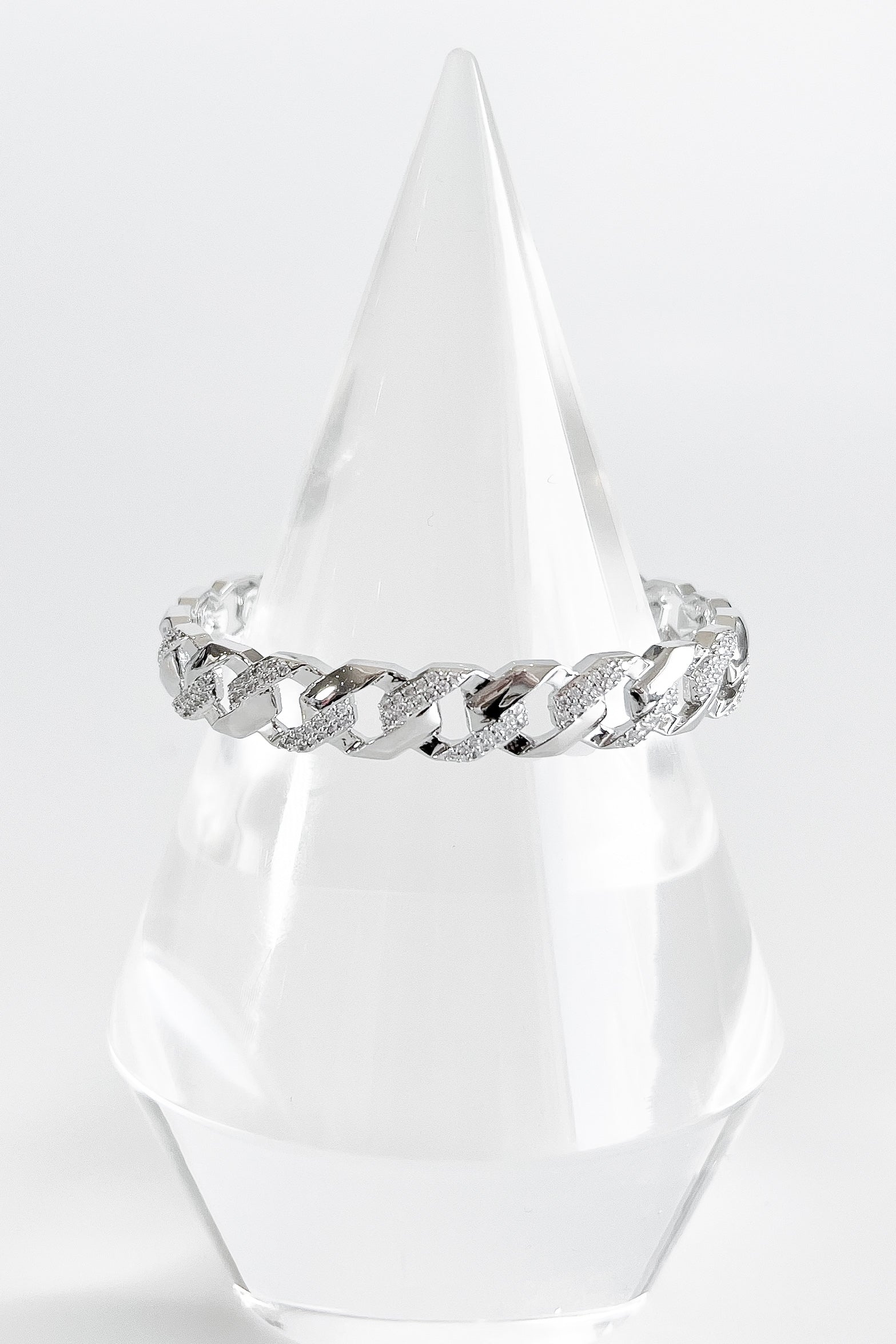 CZ Cuban Link Cuff Bracelet-230 Jewelry-BbLila-Coastal Bloom Boutique, find the trendiest versions of the popular styles and looks Located in Indialantic, FL