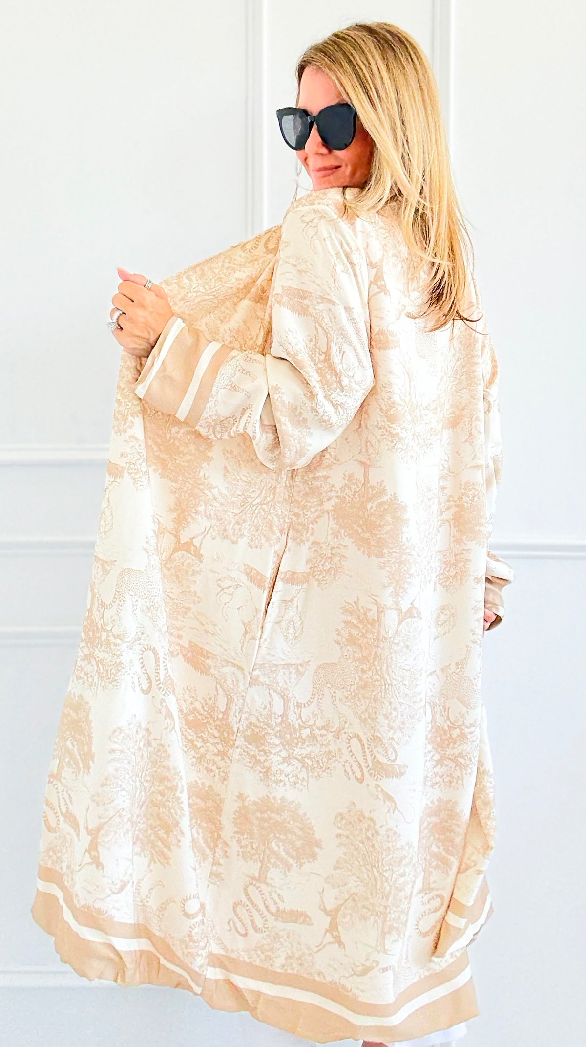 Adorable Italian Long Jacket- Beige-160 Jackets-K2-Coastal Bloom Boutique, find the trendiest versions of the popular styles and looks Located in Indialantic, FL