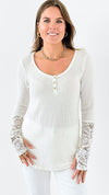 Graceful Lace Button-Down Top-110 Long Sleeve Tops-a.gain-Coastal Bloom Boutique, find the trendiest versions of the popular styles and looks Located in Indialantic, FL