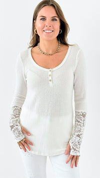 Graceful Lace Button-Down Top-110 Long Sleeve Tops-a.gain-Coastal Bloom Boutique, find the trendiest versions of the popular styles and looks Located in Indialantic, FL