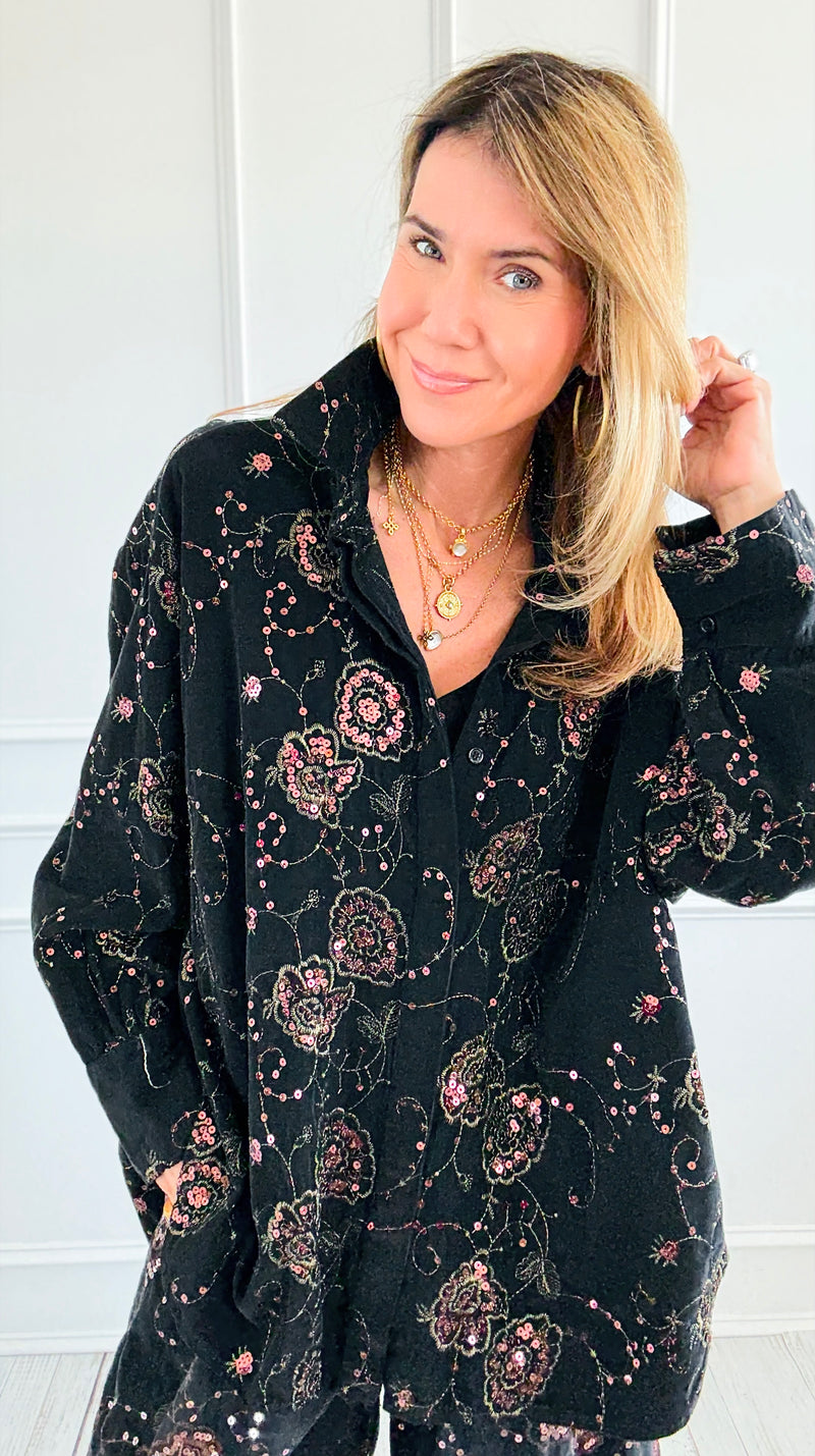 Ornate Charm Italian Corduroy Top-110 Long Sleeve Tops-TATTOO Z-Coastal Bloom Boutique, find the trendiest versions of the popular styles and looks Located in Indialantic, FL