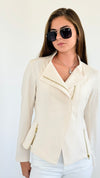 Classic Moto Jacket - Ivory-160 Jackets-Clara Sun Woo-Coastal Bloom Boutique, find the trendiest versions of the popular styles and looks Located in Indialantic, FL