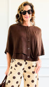 Knit Button Front Cape Poncho - Brown-150 Cardigans/Layers-NYW-Coastal Bloom Boutique, find the trendiest versions of the popular styles and looks Located in Indialantic, FL