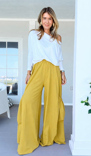 Moon Big Pocket Italian Pants - Mustard