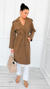 Suede Luxe Italian Long Trench Coat-160 Jackets-KZ SENA-Coastal Bloom Boutique, find the trendiest versions of the popular styles and looks Located in Indialantic, FL