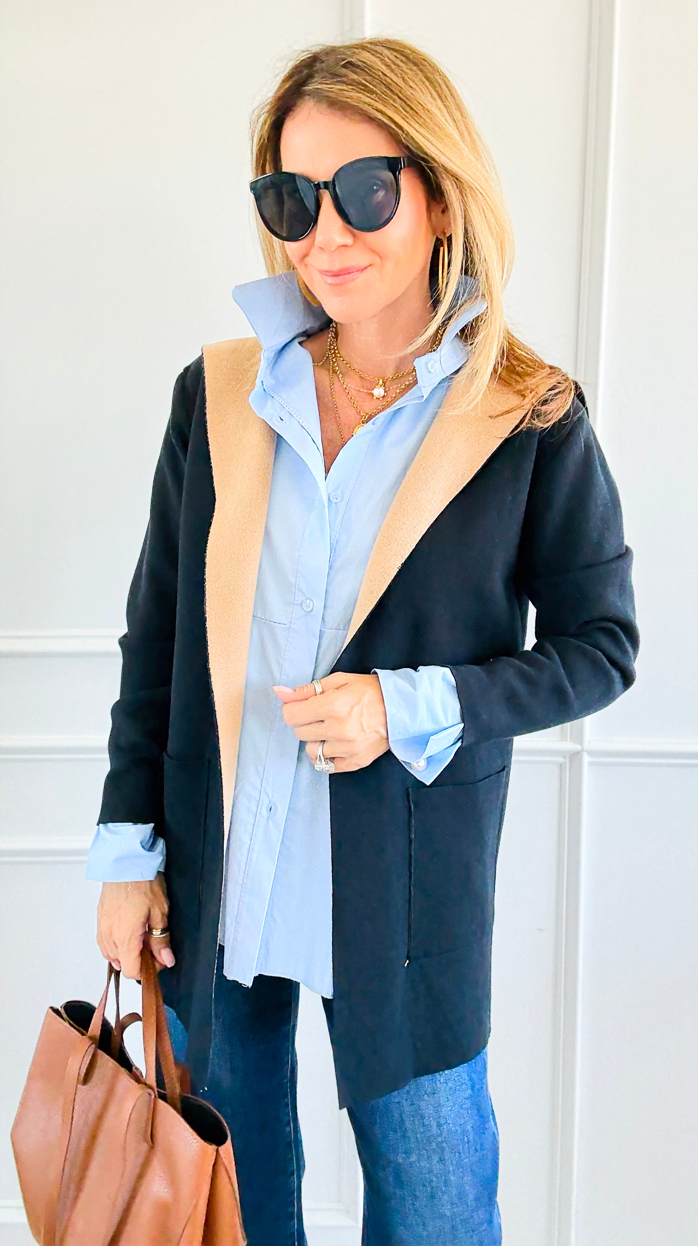 Bonded Color-Blocked Hooded Jacket-160 Jackets-Z STUDIO-Coastal Bloom Boutique, find the trendiest versions of the popular styles and looks Located in Indialantic, FL