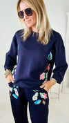 Pop of Color Navy Scuba Top-130 Long Sleeve Tops-Joh Apparel-Coastal Bloom Boutique, find the trendiest versions of the popular styles and looks Located in Indialantic, FL