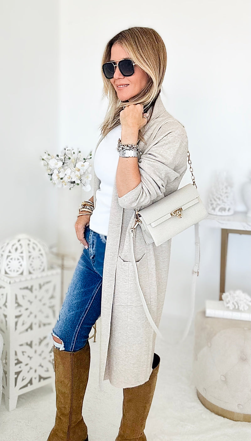 Brentwood Italian Cardigan - Heather Beige-150 Cardigans/Layers-Germany-Coastal Bloom Boutique, find the trendiest versions of the popular styles and looks Located in Indialantic, FL