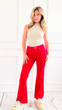 Ankle Flared Hem Statement Jeans-190 Denim-Mica Denim-Coastal Bloom Boutique, find the trendiest versions of the popular styles and looks Located in Indialantic, FL