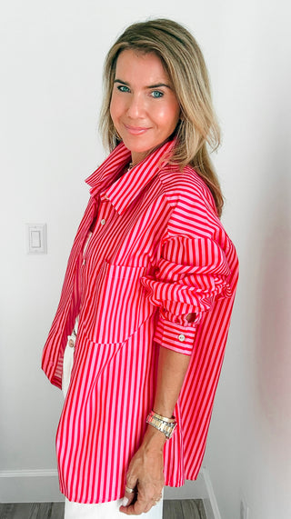Striped Oversized Button Down Shirt