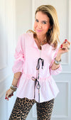 Front Tie Stripe Ruffle Top-110 Short Sleeve Tops-BucketList-Coastal Bloom Boutique, find the trendiest versions of the popular styles and looks Located in Indialantic, FL