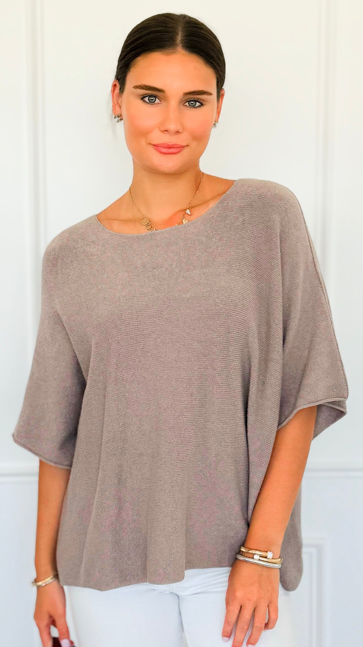 Winter in Amalfi Italian Top - Taupe-140 Sweaters-Italianissimo-Coastal Bloom Boutique, find the trendiest versions of the popular styles and looks Located in Indialantic, FL