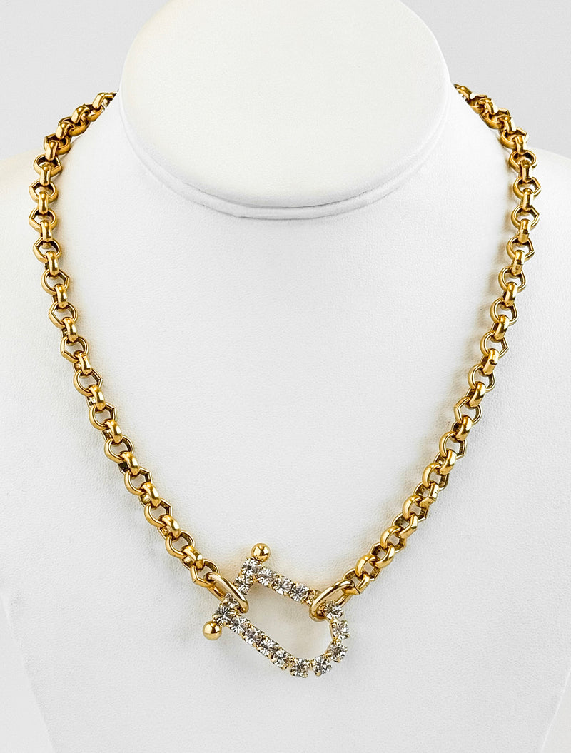 CZ Horsebit Necklace-230 Jewelry-YOCHI-Coastal Bloom Boutique, find the trendiest versions of the popular styles and looks Located in Indialantic, FL