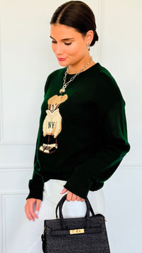 City Explorer Bear Sweater - Green-140 Sweaters-Gilli-Coastal Bloom Boutique, find the trendiest versions of the popular styles and looks Located in Indialantic, FL