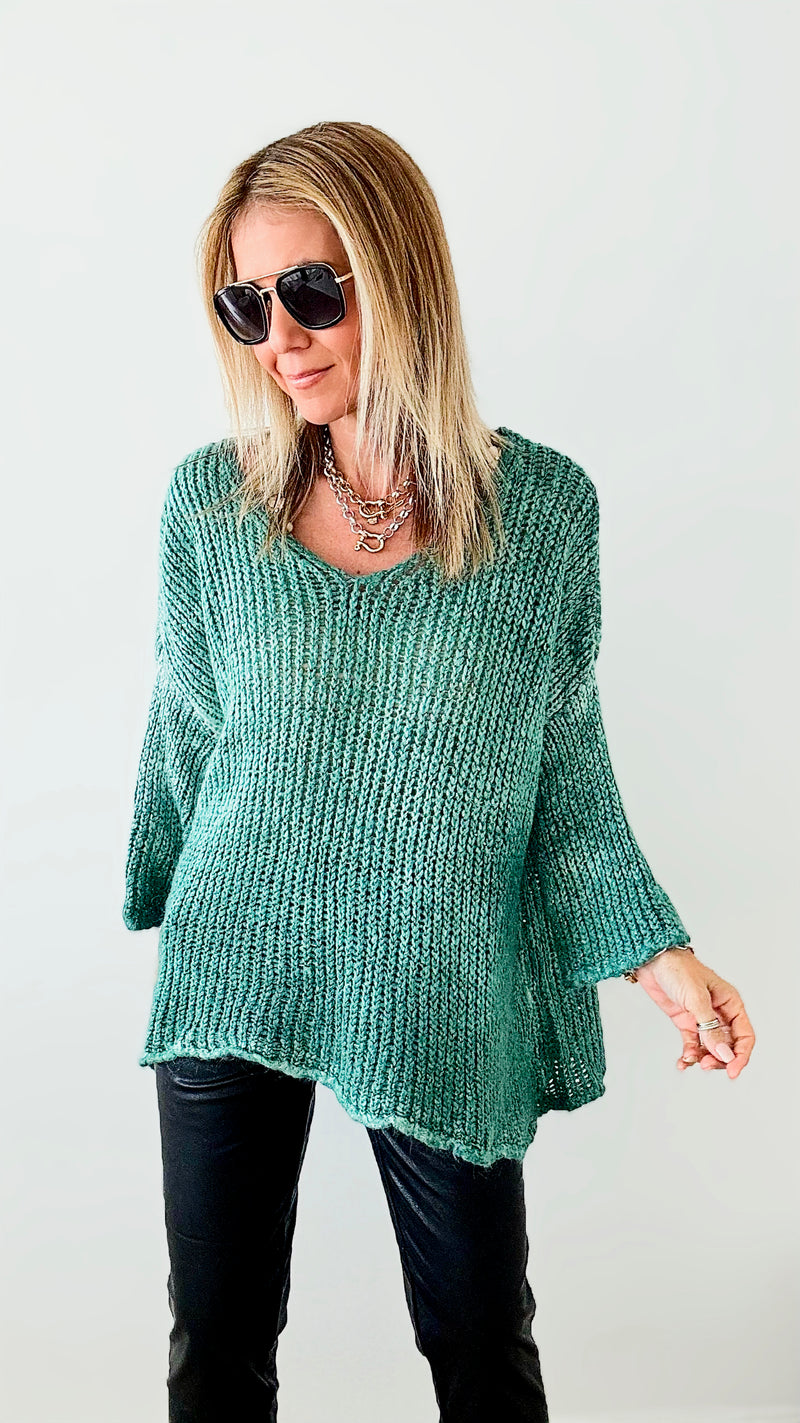 Chunky Knit Sweater - Light Emerald-140 Sweaters-VENTI6 OUTLET-Coastal Bloom Boutique, find the trendiest versions of the popular styles and looks Located in Indialantic, FL