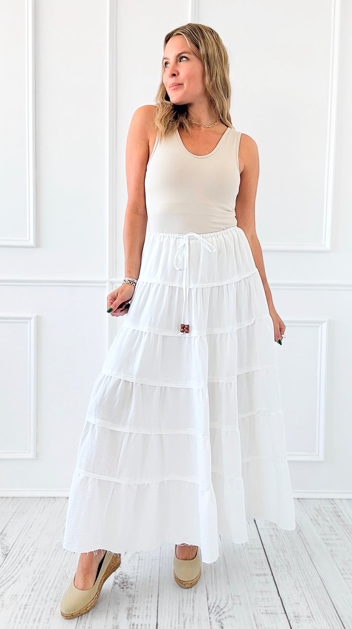 Bohemian Breeze Drawstring Skirt-170 Bottoms/Shorts-White Birch-Coastal Bloom Boutique, find the trendiest versions of the popular styles and looks Located in Indialantic, FL