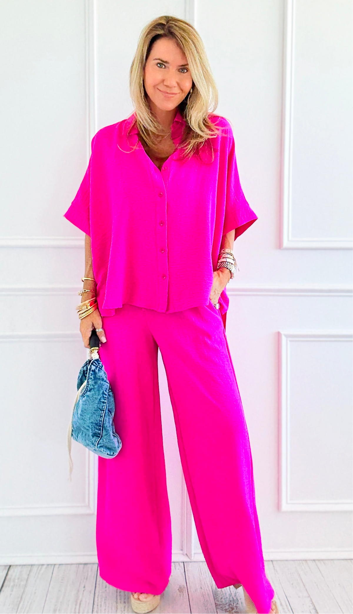 Desert Sunset Draped Set - Hot Pink-210 Loungewear/Sets-ODDI-Coastal Bloom Boutique, find the trendiest versions of the popular styles and looks Located in Indialantic, FL