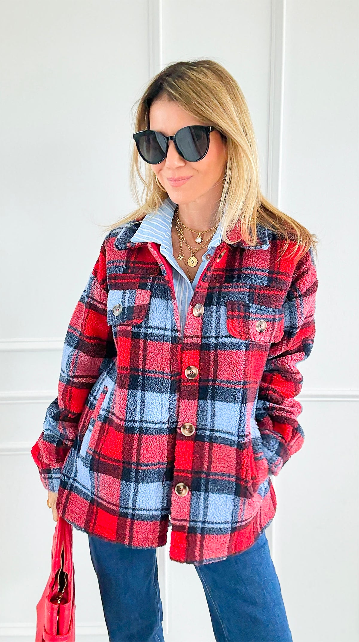 Northern Lights Plaid Shacket-160 Jackets-mystree-Coastal Bloom Boutique, find the trendiest versions of the popular styles and looks Located in Indialantic, FL