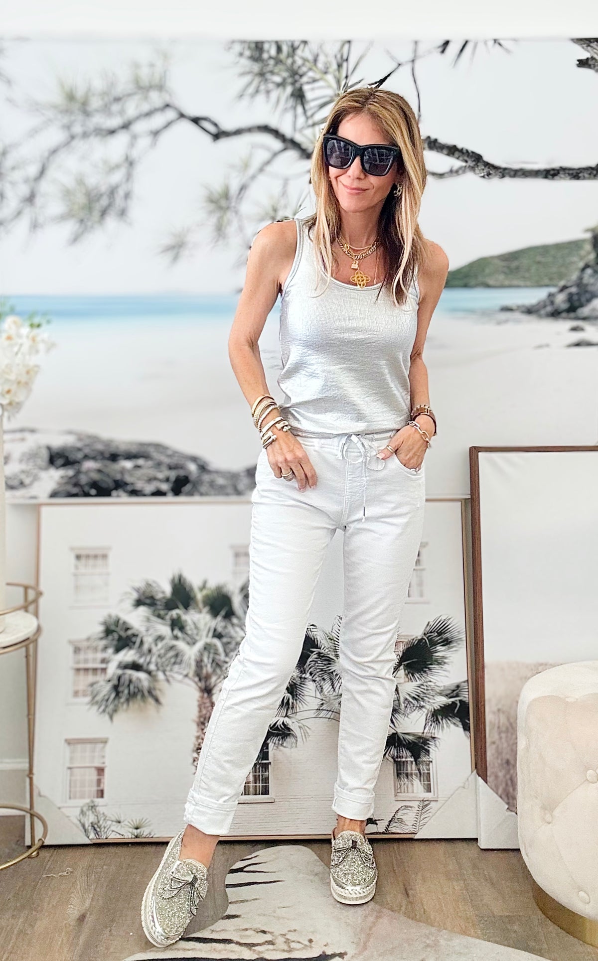 Pure Ease Drawstring Pant - White-180 Joggers-Germany-Coastal Bloom Boutique, find the trendiest versions of the popular styles and looks Located in Indialantic, FL