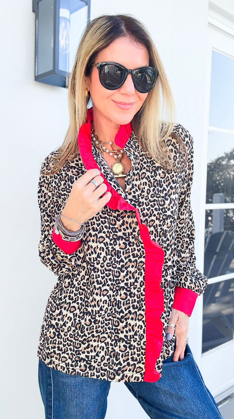 Fierce Ruffle Moment Top-130 Long Sleeve Tops-JODIFL-Coastal Bloom Boutique, find the trendiest versions of the popular styles and looks Located in Indialantic, FL