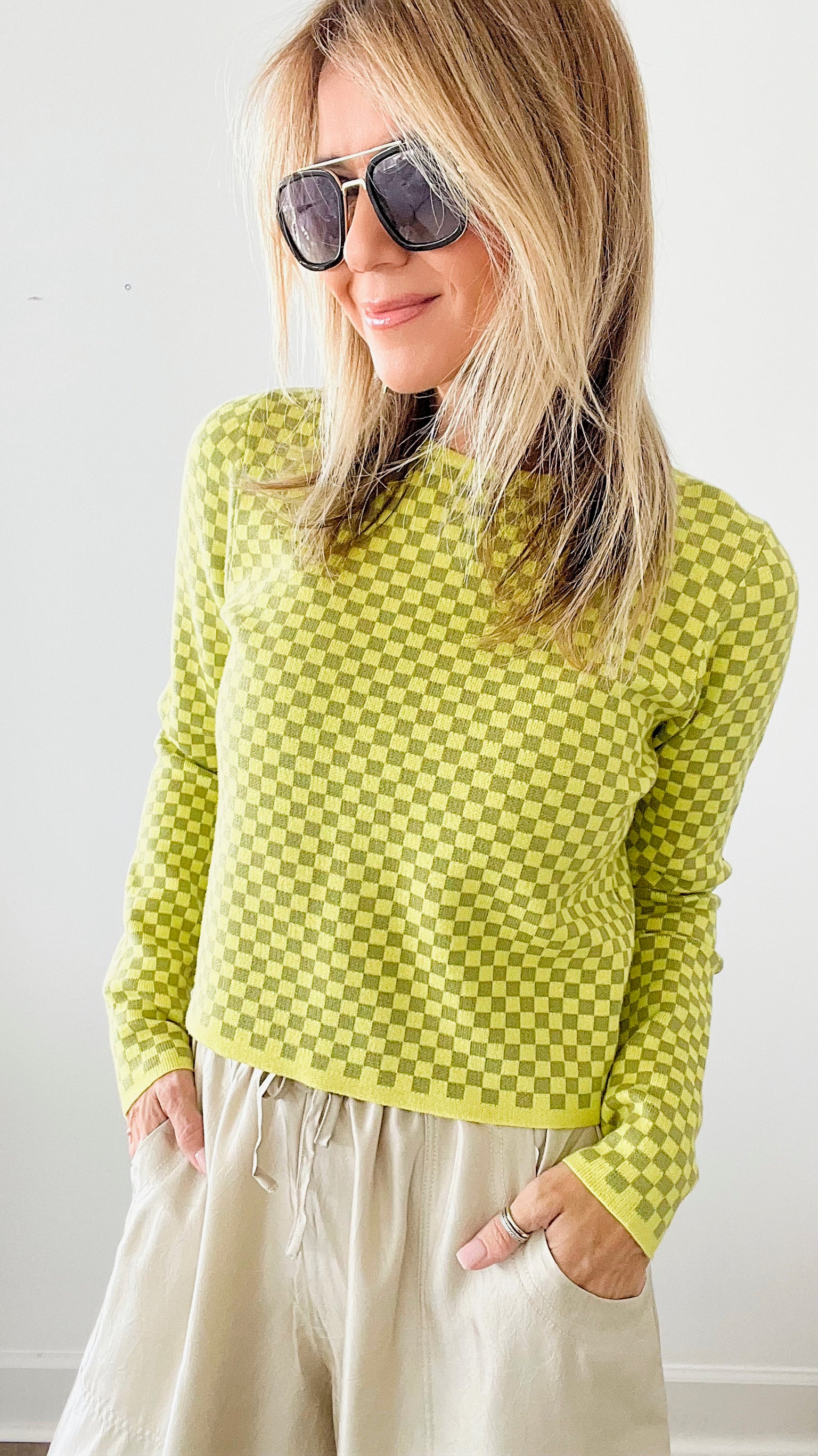 In My Zone Checkered Top-130 Long Sleeve Tops-HYFVE-Coastal Bloom Boutique, find the trendiest versions of the popular styles and looks Located in Indialantic, FL