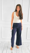 Golden Hour Pants - Navy-170 Bottoms-GLAM-Coastal Bloom Boutique, find the trendiest versions of the popular styles and looks Located in Indialantic, FL